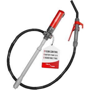 TERA PUMP TREP03-TXL Multipurpose Electric Fuel Transfer Pump, 12V DC Adapter & DC Inverter Cables, 2.9 GPM, 10-ft Discharge Hose (Gas Diesel/Kerosene and more)