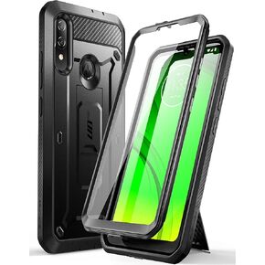 SupCase Unicorn Beetle Pro Series Case Designed for Moto E6 Plus 2019, Built-in Screen Protector Full-Body Rugged Holster & Kickstand Case (Black)