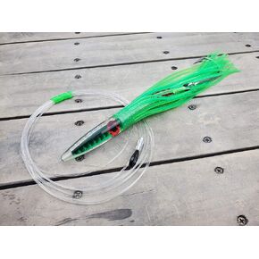 #32 Demon Green Machine Tuna Bullet 12" Trolling Lure | Double Skirted | UV Refractive Technology
