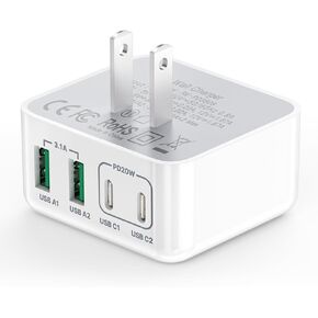 XUDUO USB C Wall Charger, 40W 4-Port USB C Charger Block, Fast Charging Block Dual Port PD Power Adapter + QC Wall Plug Multiport Type C for iPhone 15 Plus 14 13 12 11 Pro Max XS XR 8 7, Samsung