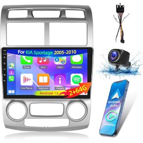 [2+64G] Android Car Radio for KIA Sportage 2005-2010 - Wireless Carplay and Android Auto - 10.1 Inch Touch Screen Car Stereo with DSP/Multiple UI/WiFi/GPS/SWC + AHD Backup Camera