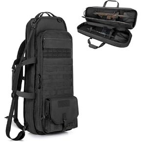 Tactical Rifle Bag Backpack Fits 28" Rifles, Soft Rifle Case with 3 Magazine Holders, Padded Shoulder Straps, Lockable Zipper and Molle System for Hunting and Shooting