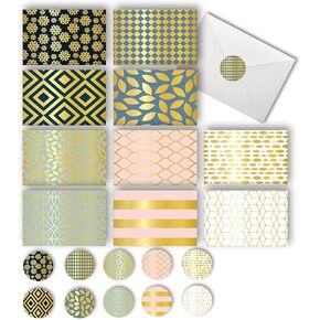 50 Assorted Greeting Cards - 4x6’’ Blank Note Cards with Envelopes and Matching Stickers- 10 Different Designs For All Occasions - Thank You Cards, Birthday, Business, and More