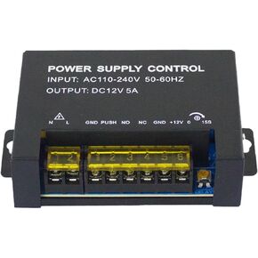 Power Supply Control,AC 110-240V to DC 12V 5A,Voltage stabilized UPS Power Supply Unit,for Door Access Control System, Video Doorbell, Electric Strike Lock, Bolt Lock, Magnetic Lock