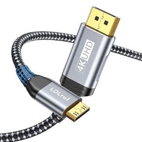 LDLrui DisplayPort to Mini HDMI Cable 3.3FT [Bend Resistant, High-Speed] Supports 3840x2160/4K@60Hz, 2K@120Hz Video UHD for Desktop, Laptop, Portable Monitor,AMD, NVIDIA, ARZOPA, Projector,Mini PC