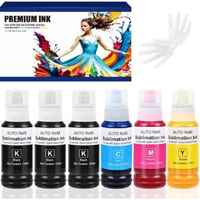 600ml Sublimation Ink for Ecotank ET-15000, Eoctank ET-2800, ET-2750, ET-4850, ET-2720, ET- 2400, Ecotank 2850, ET-3850, ET 2803, ET-2760, ET-2840, ET-3830, XP4100, Sublimation Heat Press Ink