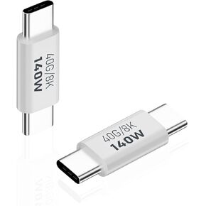 محول AreMe 2 Pack USB C ذكر إلى ذكر، موسع وصلة USB من النوع C يدعم 140 وات، 40 جيجابت في الثانية، 8K@60 هرتز لـ Thunderbolt 4/3، MacBook Pro/Air، الكمبيوتر المحمول، الهواتف والمزيد من الأجهزة من النوع C (أبيض) in Kuwait