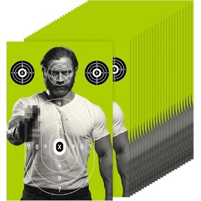 25 Pcs 12 x 18 Inch Bad Man Paper Shooting Targets Paper Silhouette Targets for Range Fluorescent Yellow Human Designed Target for Shooting Enthusiasts Indoors Outdoors