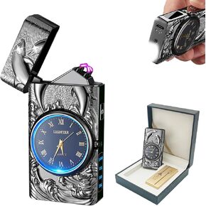 BABOBIU Electric Lighter USB Lighter Rechargeable Plasma Lighter Windproof Cool Dragon Lighter Flameless Candle Lighter with Dual Plasma Arc for Candles, Incense, Fireworks (Blue)