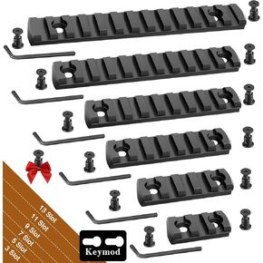 Single Picatinny Aluminum Accessory Rail Set 3 5 7 9 11 13 Slots for Keymod Section with 13 T-Nuts & Screws, 6 Allen Wrench