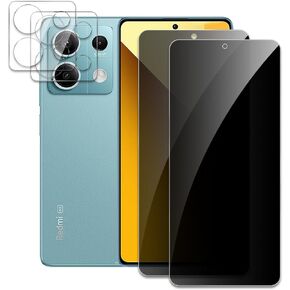 [2+2] واقي شاشة الخصوصية لهاتف Xiaomi Redmi Note 13 5G، 2* طبقة زجاجية مقواة مضادة للتجسس + 2* واقي عدسة الكاميرا، تغطية كاملة ثلاثية الأبعاد، صلابة 9H، ترقية حماية الحواف، سهولة التركيب، خالية من الفقاعات in Kuwait