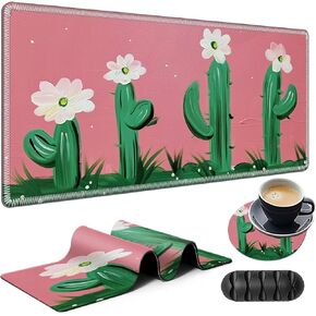 3Pcs Mouse Pad Set, Cherry Blossom Landscape Large Gaming Mouse Pad with Stitched Edge, Ergonomic Memory Foam Keyboard Wrist Support and Mouse Wrist Rest Cushion, Pain Relief Non-Slip Desk Pad Combo in Kuwait