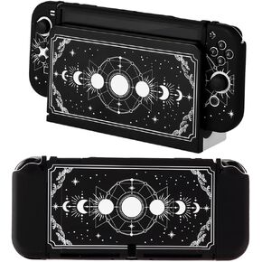 Shell Case Compatible with Nintendo Switch OLED Black Moon Phase Protective Cover for Nintendo Switch Joycon Controller Soft TPU Grip Dokable Case Carrying Cover Switch Accessories