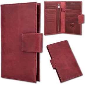 Top Grain Leather Travel Passport Wallet Holder for Man & Woman, Handmade with Three-Layer for 4 Passports & Multi Cards, RFID Blocking Large Capacity for Cards/Passports/Tickets, Blue