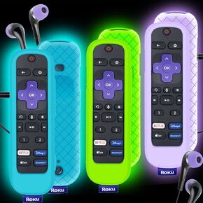 3 Pack Case for Roku Voice Remote Pro, Cover for Roku Headphone Remote Rechargeable Controller Silicone Sleeve Skin Glow in The Dark
