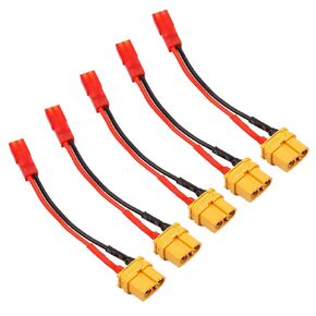 5Pcs XT60 Plug Female Connector to 2pins JST Plug Female Connector Cable with 3.9inch 20AWG Silicone Wire