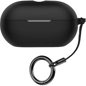 Case for Beats Solo Buds Silicone Headphones Cover Wireless Earbuds Material Shockproof Unique Portable Protective with Carabiner (Black)
