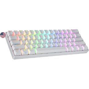 Ranked N60 Nova 60% Form Factor | Hot Swappable Mechanical Gaming Keyboard | 61 Keys Multi Color RGB LED Backlit for PC/Mac Gamer (White, Gateron Pro Yellow)