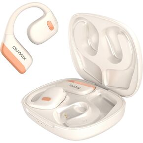 Open Ear Wireless Bluetooth Headphones Stereo Sound Air-Conduction with Charging Case, 28 Hours Playtime Lightweight IPX5 Sweat Resistant Sport Earbuds for Workout & Leisure