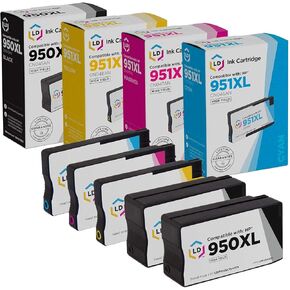 LD Products Compatible Ink Cartridge Replacements for HP 950XL 951XL High Yield (2 Black, 1 Cyan, 1 Magenta, 1 Yellow, 5-Pack) HP950 HP951 / HP 950 HP 950 / HP-950 HP-951 / HP950XL HP951XL
