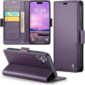 Case for iPhone 16 Pro Wallet Case with Card Holder, Kickstand RFID Blocking Magnetic Closure Shockproof Protective PU Leather Case for iPhone 16 Pro Flip Case Wallet - Green