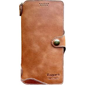 Yogurt Case for Google Pixel 9 Pro XL, Genuine Leather Wallet Cover for Pixel 9 Pro XL, Handmade Oil Leather