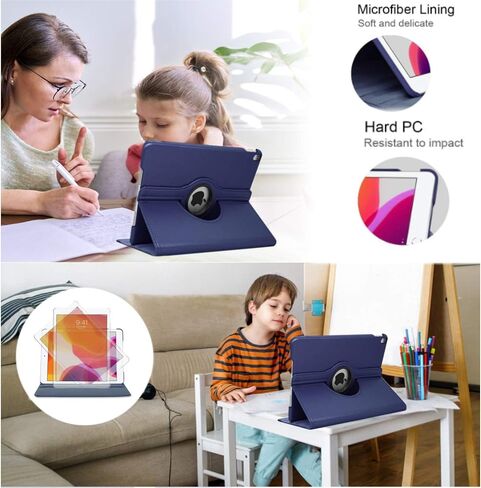 Case for ipad 9th 7th / 8th Generation 10.2 inch Model MK2K3LL/A MK2L3LL/A MK2N3LL/A, MK2P3LL/A- 360 Degree Rotating Protective Stand Cover Auto Wake Sleep (Blue) in Kuwait