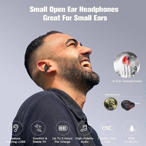 Wireless Earbuds,Bluetooth 5.3 Open Ear Headphones,Clip On Bluetooth Earbuds,Wireless Bluetooth Headphones with Digital Display Charging Case,Earring Sports Headphones,for Running Workout Driving in Saudi Arabia
