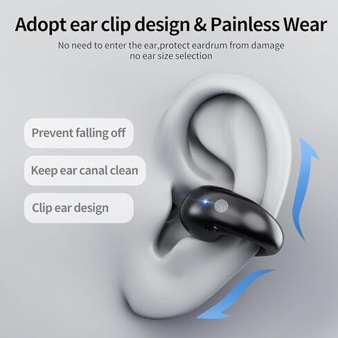 Wireless Earbuds,Bluetooth 5.3 Open Ear Headphones,Clip On Bluetooth Earbuds,Wireless Bluetooth Headphones with Digital Display Charging Case,Earring Sports Headphones,for Running Workout Driving in Saudi Arabia