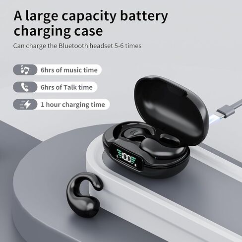 Wireless Earbuds,Bluetooth 5.3 Open Ear Headphones,Clip On Bluetooth Earbuds,Wireless Bluetooth Headphones with Digital Display Charging Case,Earring Sports Headphones,for Running Workout Driving in Saudi Arabia
