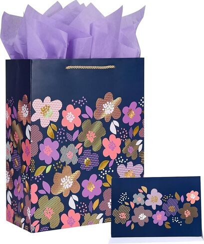 SUNCOLOR 16" Extra Large Gift Bag for Baby Shower With Tissue Paper(Elephant) in Kuwait