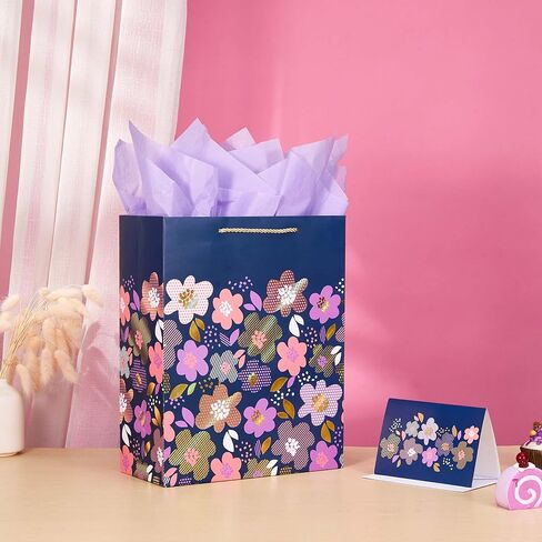 SUNCOLOR 16" Extra Large Gift Bag for Baby Shower With Tissue Paper(Elephant) in Kuwait