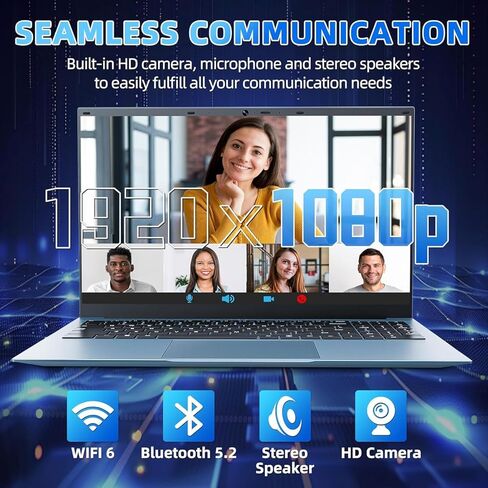 أجهزة كمبيوتر محمولة 15.6 بوصة، أجهزة كمبيوتر محمولة مع ذاكرة وصول عشوائي 36 جيجابايت و128 جيجابايت EMMC+2048 جيجابايت SSD، سيليرون N5095 رباعي النواة (حتى 2.9 جيجا هرتز)، واي فاي 6، USB 3.2، HDMI، نوع C، كمبيوتر محمول محمول، 7000 مللي أمبير، Windows 11 H in Kuwait