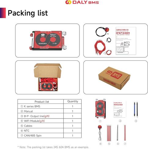 DALY Smart 4S BMS 12V مع وحدة WiFi ولوحة حماية الاتصالات CAN 485 لحزمة بطارية ليثيوم LifePO4 (Smart BMS 4S 12V، 60A) in Kuwait