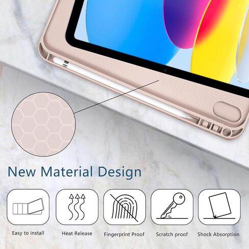 حافظة TopPerfekt لجهاز iPad الجيل العاشر 10.9 بوصة 2022، خياطة حروف شانيل أولية، حافظة iPad 10.9 بوصة مخصصة مع خاصية النوم/الاستيقاظ التلقائي، حامل أقلام (وردي، N) in Kuwait