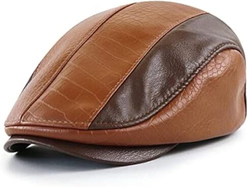 Mens Ivy Cap PU Leather Newsboy Hat Adjustable Beret Caps Classic Golf Flat Cap Gatsby Driving Fishing Hat in Saudi Arabia