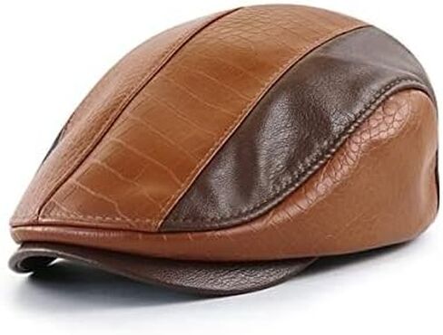 Mens Ivy Cap PU Leather Newsboy Hat Adjustable Beret Caps Classic Golf Flat Cap Gatsby Driving Fishing Hat in Saudi Arabia