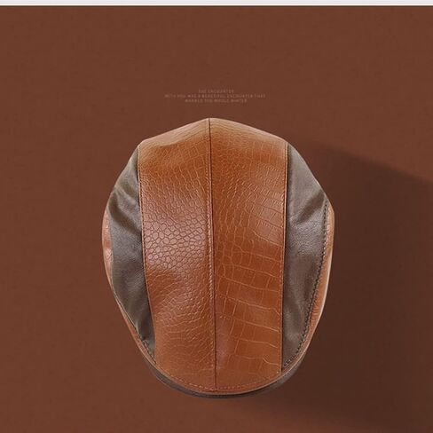 Mens Ivy Cap PU Leather Newsboy Hat Adjustable Beret Caps Classic Golf Flat Cap Gatsby Driving Fishing Hat in Saudi Arabia
