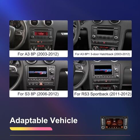 ستيريو سيارة لأودي A3 S3 RS3 2003-2012 Carplay Android Auto، شاشة لمس 7 بوصة راديو سيارة 2+64 جيجابايت Android 13 مع نظام تحديد المواقع Navi WiFi بلوتوث FM/RDS راديو EQ SWC كاميرا احتياطية وميكروفون in Saudi Arabia