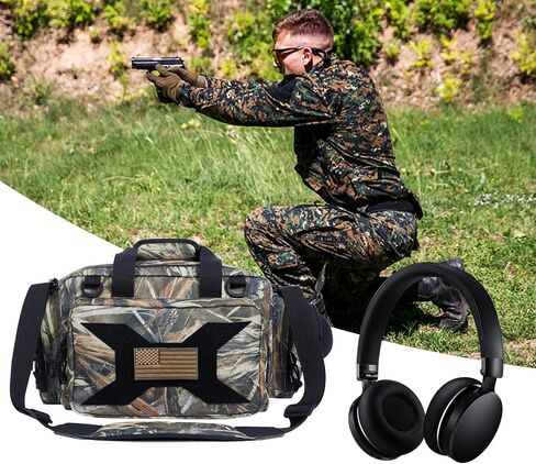 TRO&HOM Tactical Gun Range Bag for 4 Handguns, Pistol Shooting Range Bag with 15X Magazine Slots Pockets for Ammo and Essentials,Padded Shooting Range Duffle Bag for Hunting Shooting Range Sport in Saudi Arabia