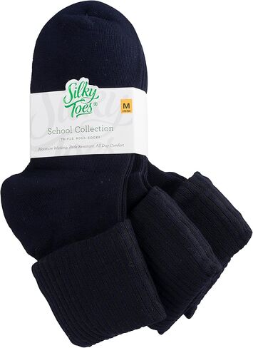 Silky Toes Girls Cuff Bamboo Seamless Socks, 3 or 6 Pk Dress Crew School Uniform Socks in Kuwait