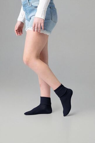 Silky Toes Girls Cuff Bamboo Seamless Socks, 3 or 6 Pk Dress Crew School Uniform Socks in Kuwait