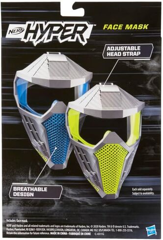NERF Hyper Face-Mask - Breathable Design, Adjustable Head Strap, Green Team Color - for Teens,-Adults in Kuwait