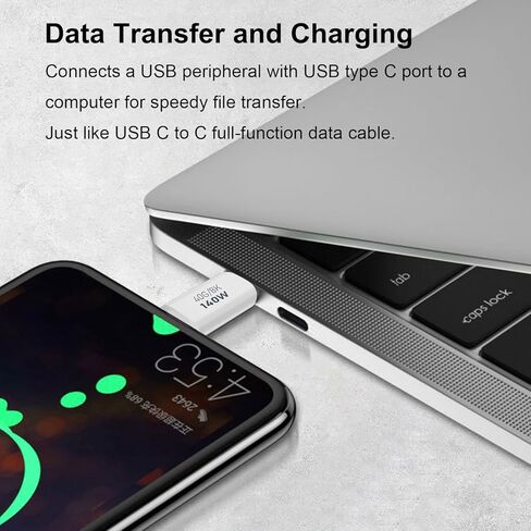 محول AreMe 2 Pack USB C ذكر إلى ذكر، موسع وصلة USB من النوع C يدعم 140 وات، 40 جيجابت في الثانية، 8K@60 هرتز لـ Thunderbolt 4/3، MacBook Pro/Air، الكمبيوتر المحمول، الهواتف والمزيد من الأجهزة من النوع C (أبيض) in Kuwait