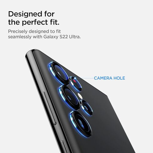 Spigen Camera Lens Screen Protector [Glas.tR EZ Fit Optik Pro] Designed for Galaxy S22 Ultra - Black [2 Pack] in Saudi Arabia