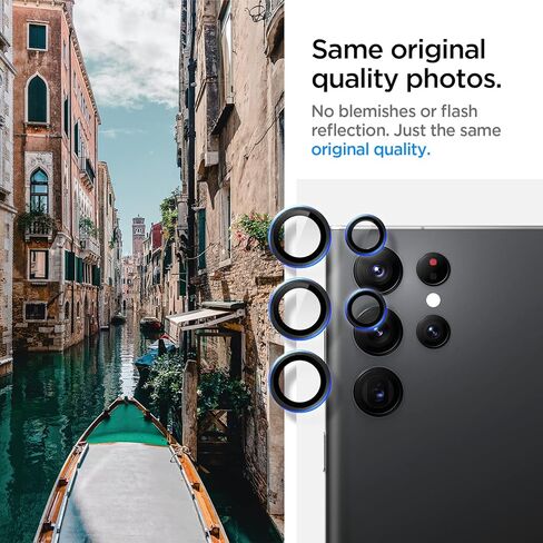 Spigen Camera Lens Screen Protector [Glas.tR EZ Fit Optik Pro] Designed for Galaxy S22 Ultra - Black [2 Pack] in Saudi Arabia