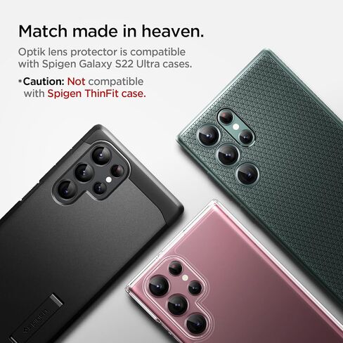 Spigen Camera Lens Screen Protector [Glas.tR EZ Fit Optik Pro] Designed for Galaxy S22 Ultra - Black [2 Pack] in Saudi Arabia
