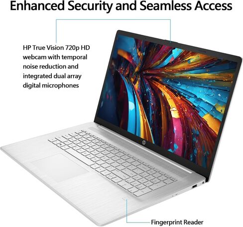 HP 2024 New 17 inch Laptop, AMD Ryzen 5 5500U 6 Cores Processor(Beat i7-1250U), 17" FHD (1080p) IPS Display, 64GB RAM, 1TB SSD, Fingerprint Reader, Windows 11 Pro, Include 250GB Portable SSD in Saudi Arabia