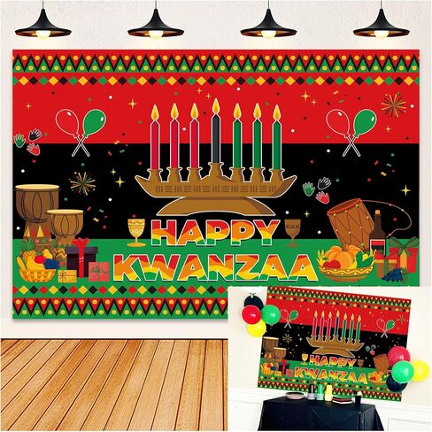 Happy Kwanzaa Backdrop 7x5ft Africans American Traditional Festival Kwanzaa Party Banner Kwanzaa Candles Traditional Heritage Holiday Background Supplies for Home in Saudi Arabia