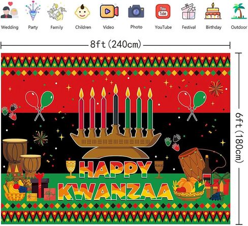 Happy Kwanzaa Backdrop 7x5ft Africans American Traditional Festival Kwanzaa Party Banner Kwanzaa Candles Traditional Heritage Holiday Background Supplies for Home in Saudi Arabia